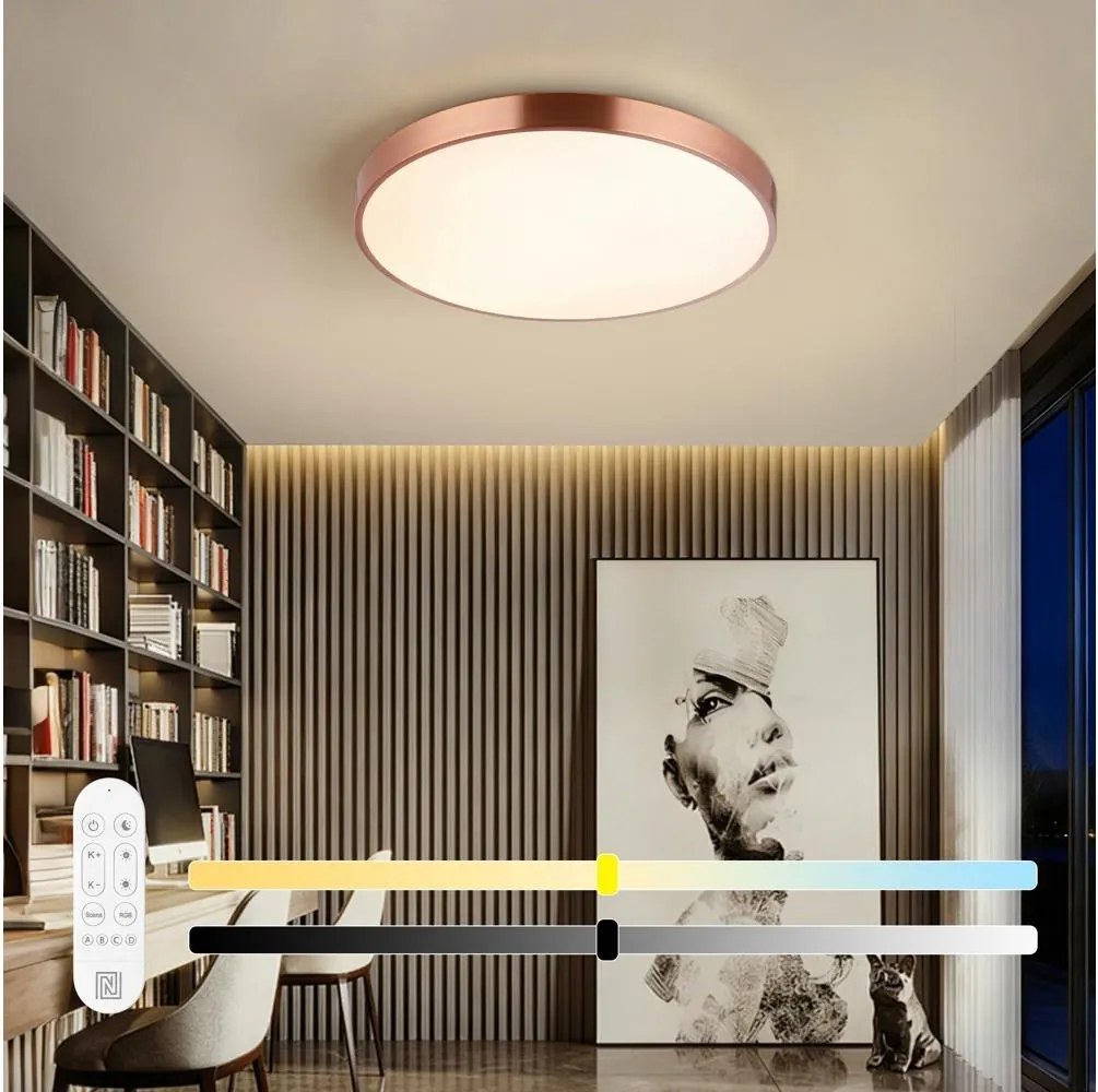 Immax NEO 07322L-LED dimmelhető mennyezeti lámpa NEO LITE SEMPLICI 60W/230V átmérő: 60 cm rézszínű + távirányítóval
