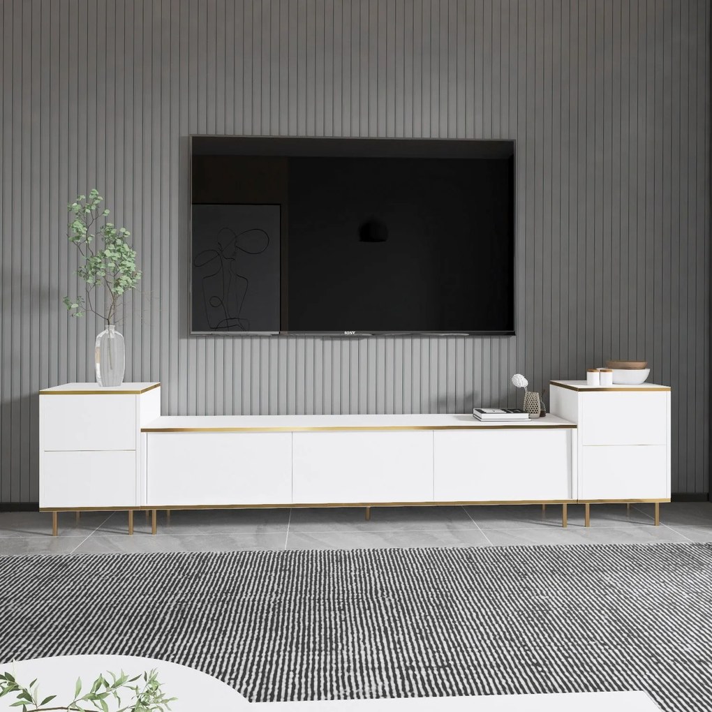 TV szekrény Imaj - White, Gold