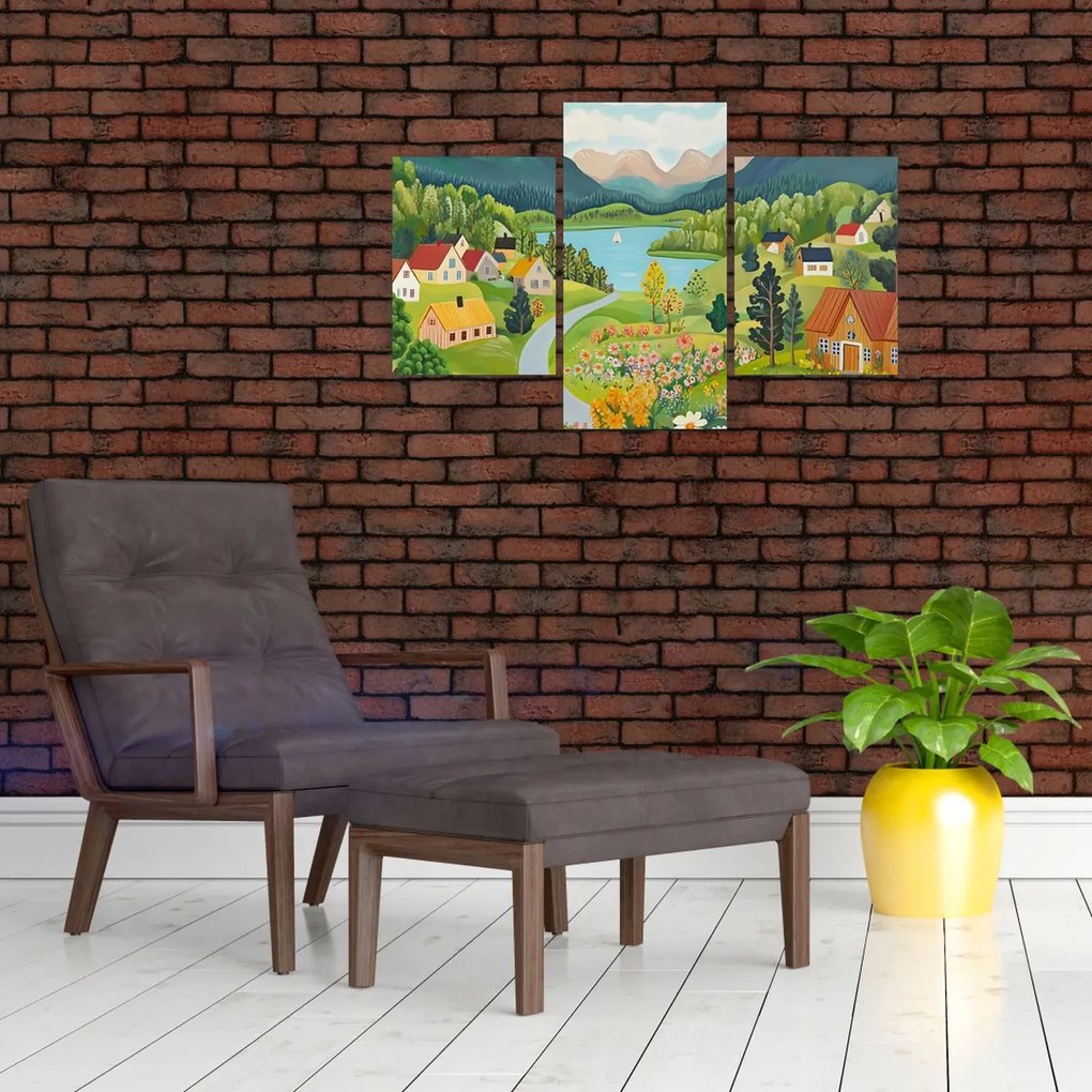 Kép - Falu a hegyekben (90x60 cm)