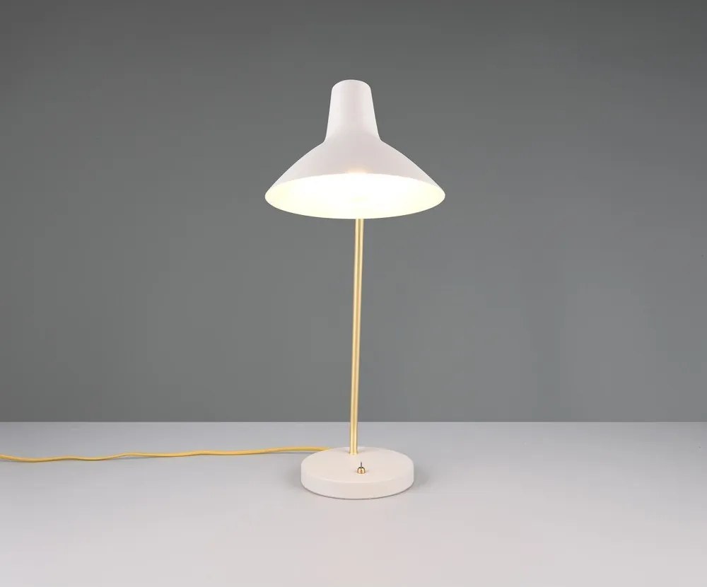 Aranyszínű-elefántcsont színű asztali lámpa hajlítható szerkezettel (magasság 54 cm) Traveller – Trio