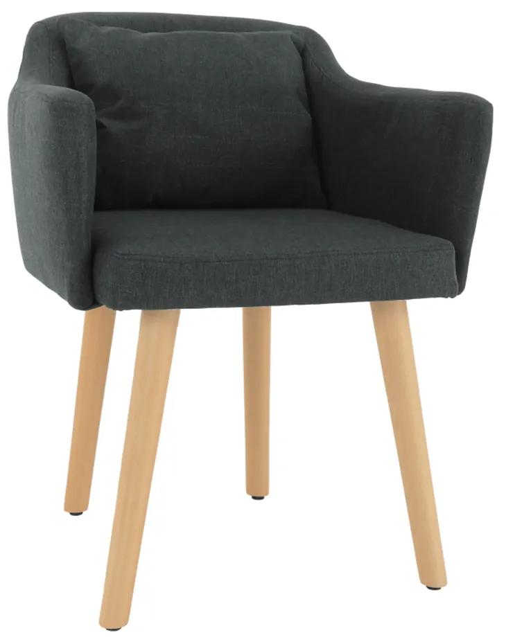 Dizajnové fotel, szürke anyag/fa, DIPSY
