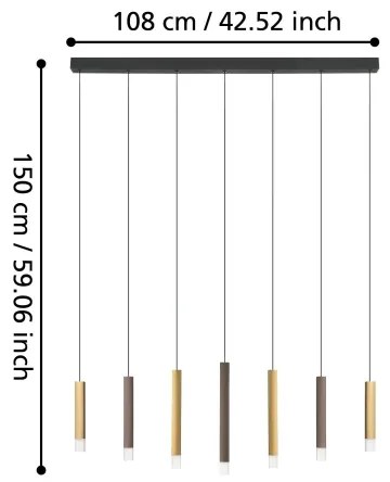Eglo 39906 - LED Dimmelhető csillár zsinóron ESTANTERIOS 7xLED/3,1W/230V 3000K