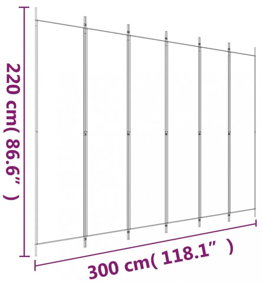 6 paneles antracitszürke szövet térelválasztó 300 x 220 cm