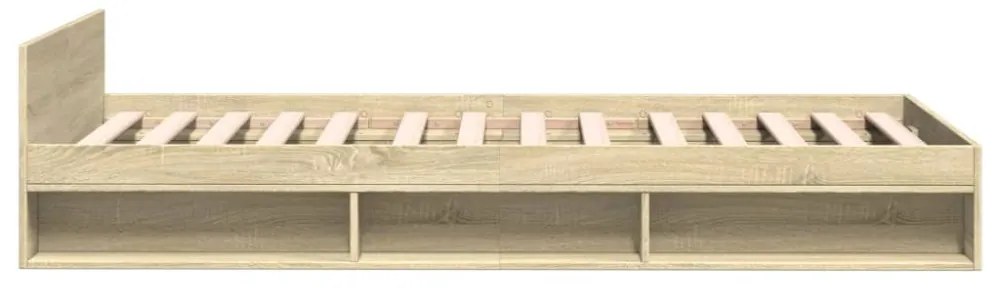 sonoma tölgy színű szerelt fa ágykeret fiókkal 100 x 200 cm