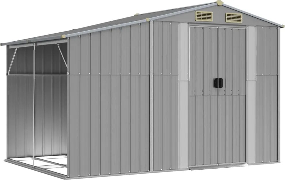 vidaXL szürke horganyzott acél kerti fészer 277 x 192,5 x 179 cm