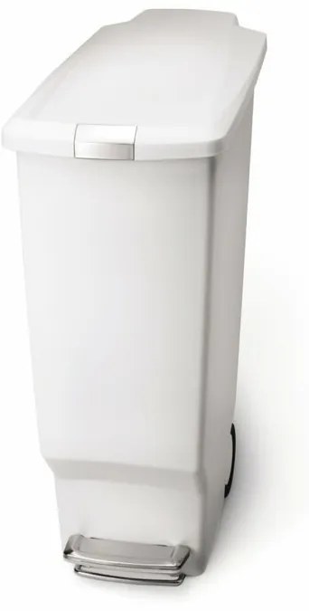 Keskeny pedálkosár 40 l, fehér műanyag, fehér