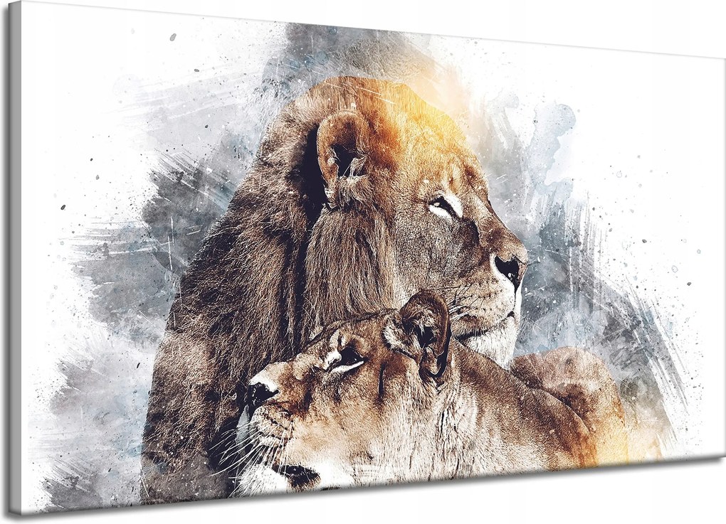 Vászonkép Modern Művészet Oroszlán pár Természet 120x70 cm