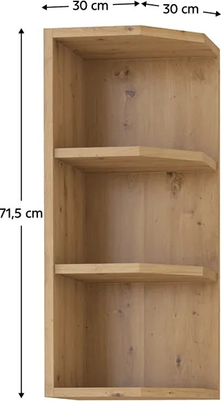 Felső nyitott szekrény, artisan tölgy, MONRO 30 G-72 ZAK