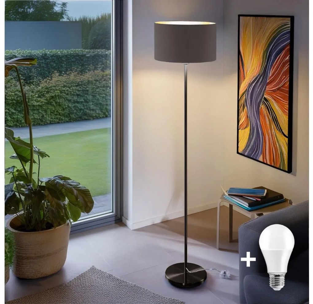 LED állólámpa TUNJA 1xE27/20W/230V átm. 38 cm fekete/taupe