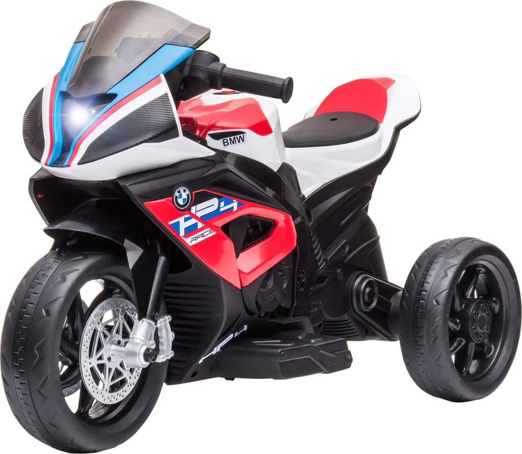 HOMCOM Gyerek Elektromos Motorkerékpár - 6V Elektromos Jármű Gyerekeknek Ülőmotor 3 Zenei Móddal 2,5 km/h - 18 hónapos kortól PP Fém Piros 82,5 x 42 x