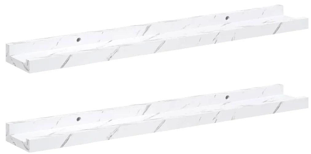 vidaXL Falpolc polcokkal 2 pcs Fehér márvány 60 x 9 x 3 cm Faanyag