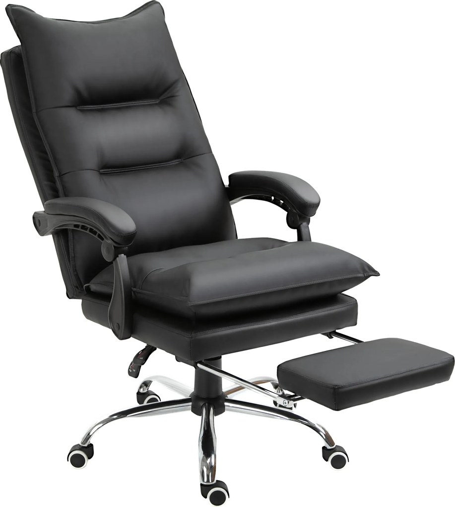 Vinsetto Irodai Szék Relaxáló Funkcióval, Ergonomikus Íróasztali Szék, Magasságban Állítható Forgószék Lábpihentővel, Kárpitozott, 135 kg-ig Terhelhet