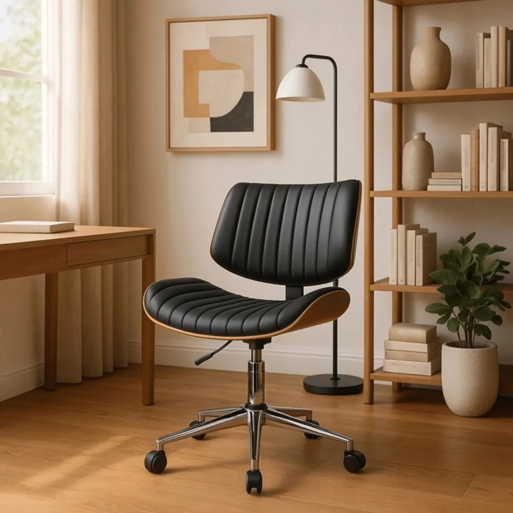 Fekete Eco-bőr Irodai Forgószék TEKSAS