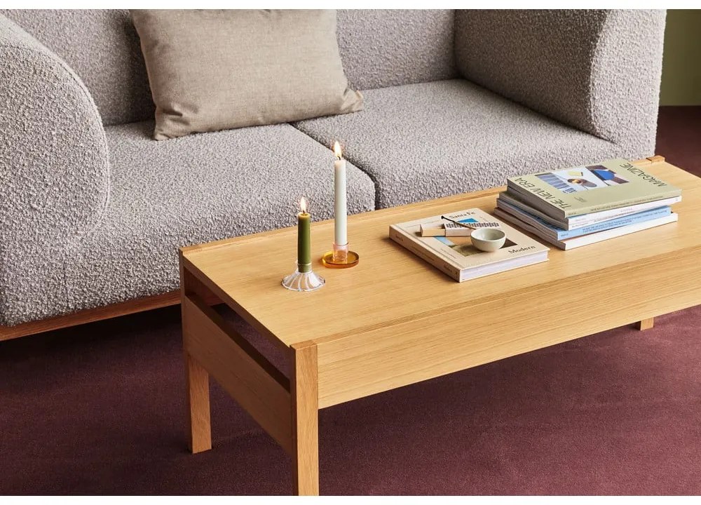 Natúr színű dohányzóasztal tölgyfa dekoros asztallappal 50x120 cm Forma – Hübsch