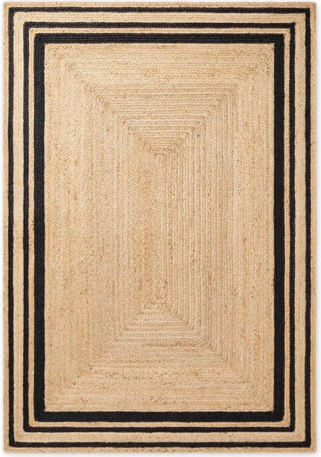 Fekete-natúr színű kétoldalas-kézi szövésű juta szőnyeg 120x170 cm Jutta – Hanse Home