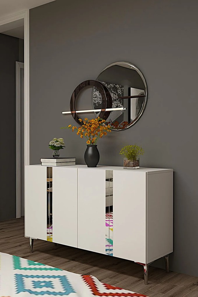 Anka komód, fehér-ezüst, 120 cm