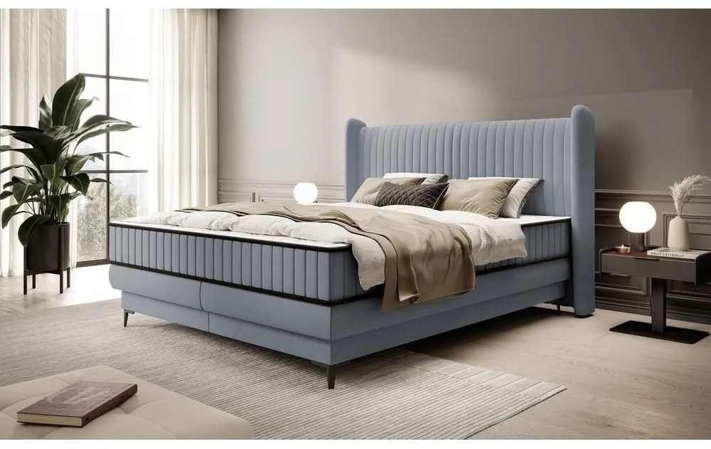 Kontinentális franciaágy 180 cm Dalmo 180 (ágyráccsal) (tárolóhellyel) (grafit + fekete). Akció -15%. 1099653