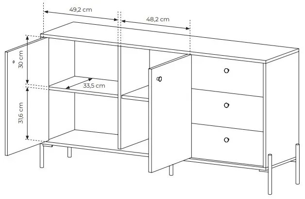 Komód Scandia 2D3S (scandi tölgy  + scandi fenyő). 1071386