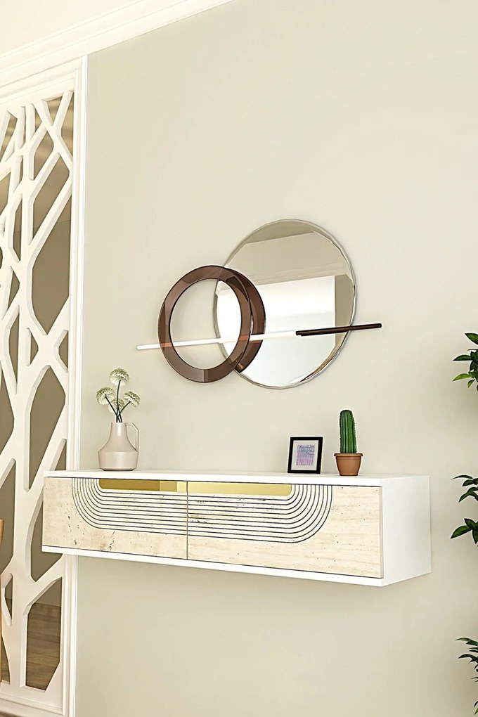 Meyra 120 - White, Travertine, Gold