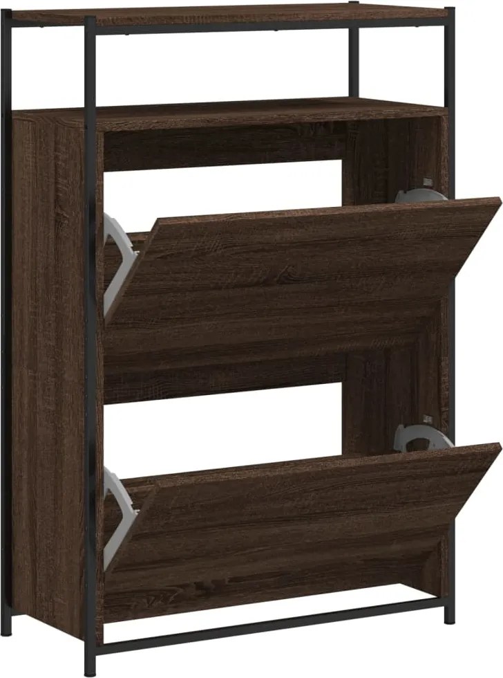 vidaXL barna tölgyszínű szerelt fa cipősszekrény 75 x 34 x 112 cm