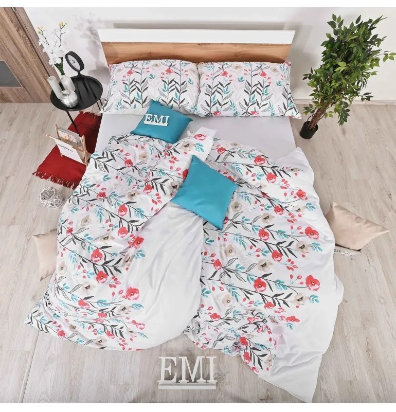 EMI Nice virágos pamut ágyneműhuzat, A kibővített egyszemélyes ágy szett tartalma: 1x 140x220 + 1x 70x90