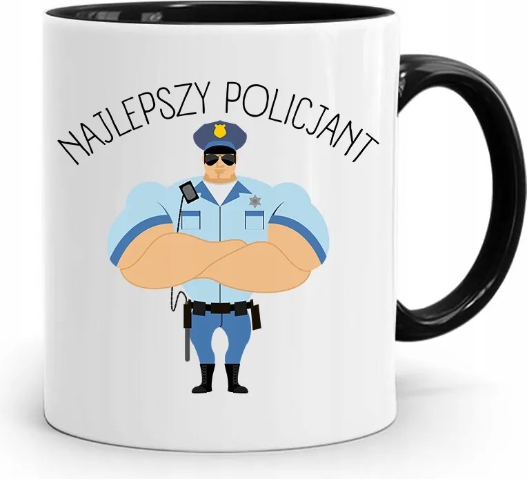 Fekete Bögre Ajándék A Legjobb Rendőrnek fényképes nyomtatással