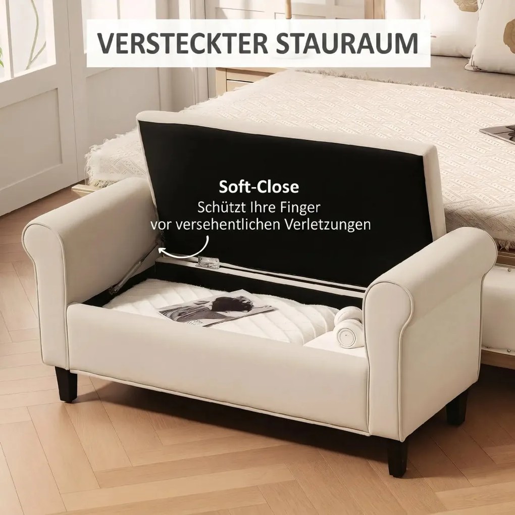 HOMCOM Kárpitozott pad, ágypad, gombbal tűzött, bársonyhatású, 126 cm x 48,5 x 57 cm, bézs
