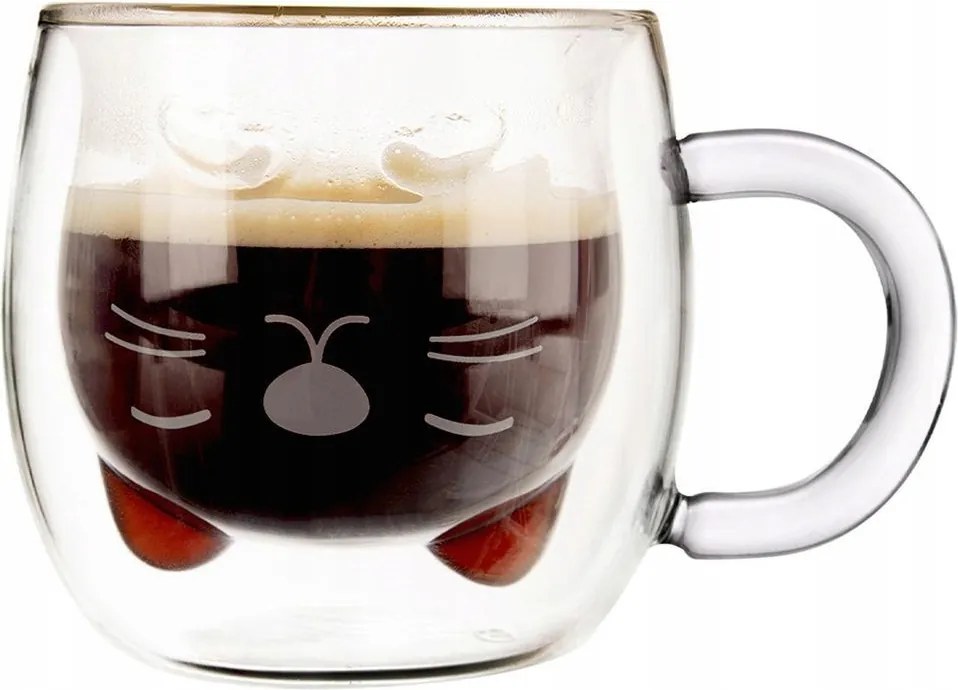 Termikus pohár dupla falú kávéscsésze tea gyógynövények Cica