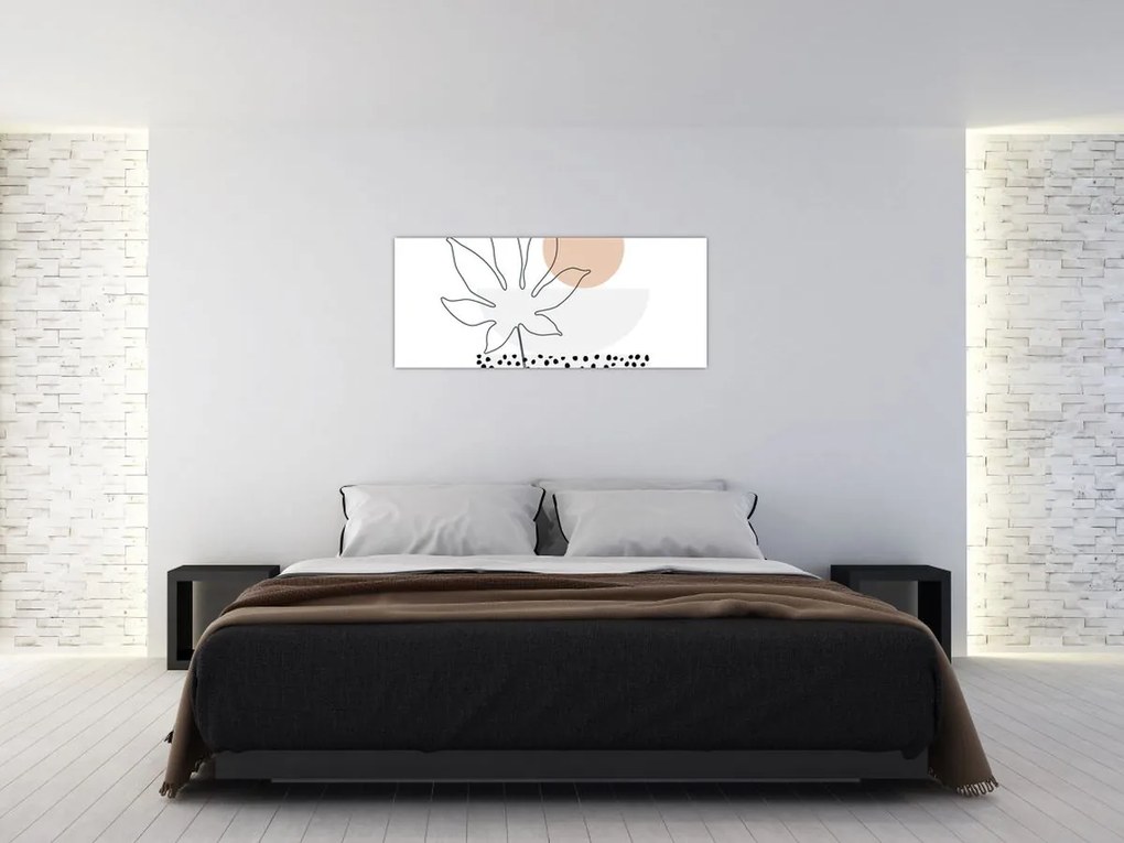 Kép - Vonal művészet virágok N⁰3 (120x50 cm)