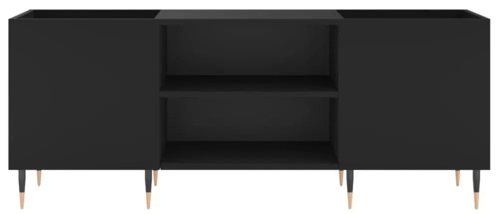 fekete szerelt fa hanglemezszekrény 121x38x48 cm