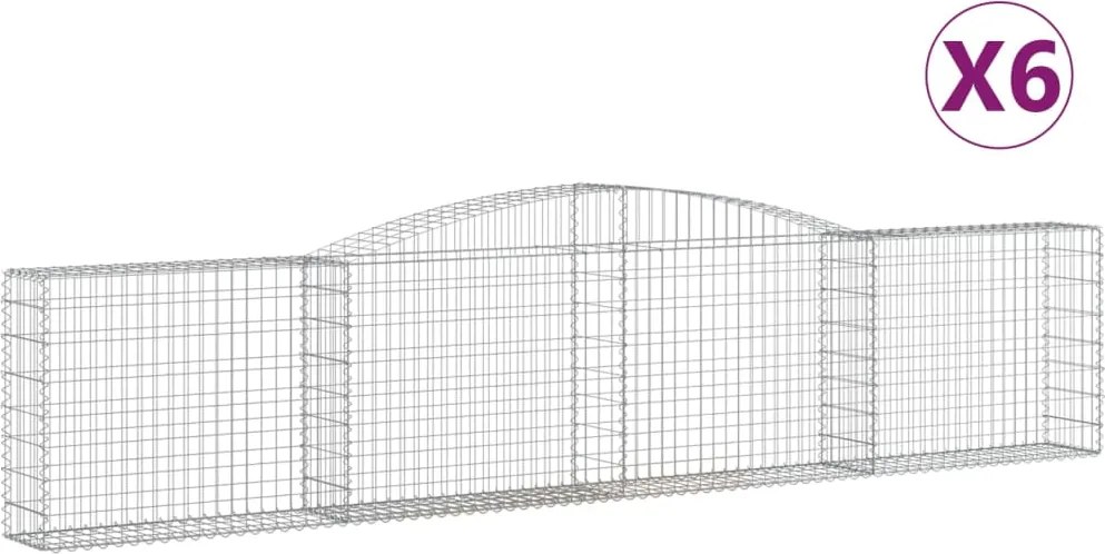 vidaXL 6 db íves horganyzott vas gabion kosár 400x30x80/100 cm