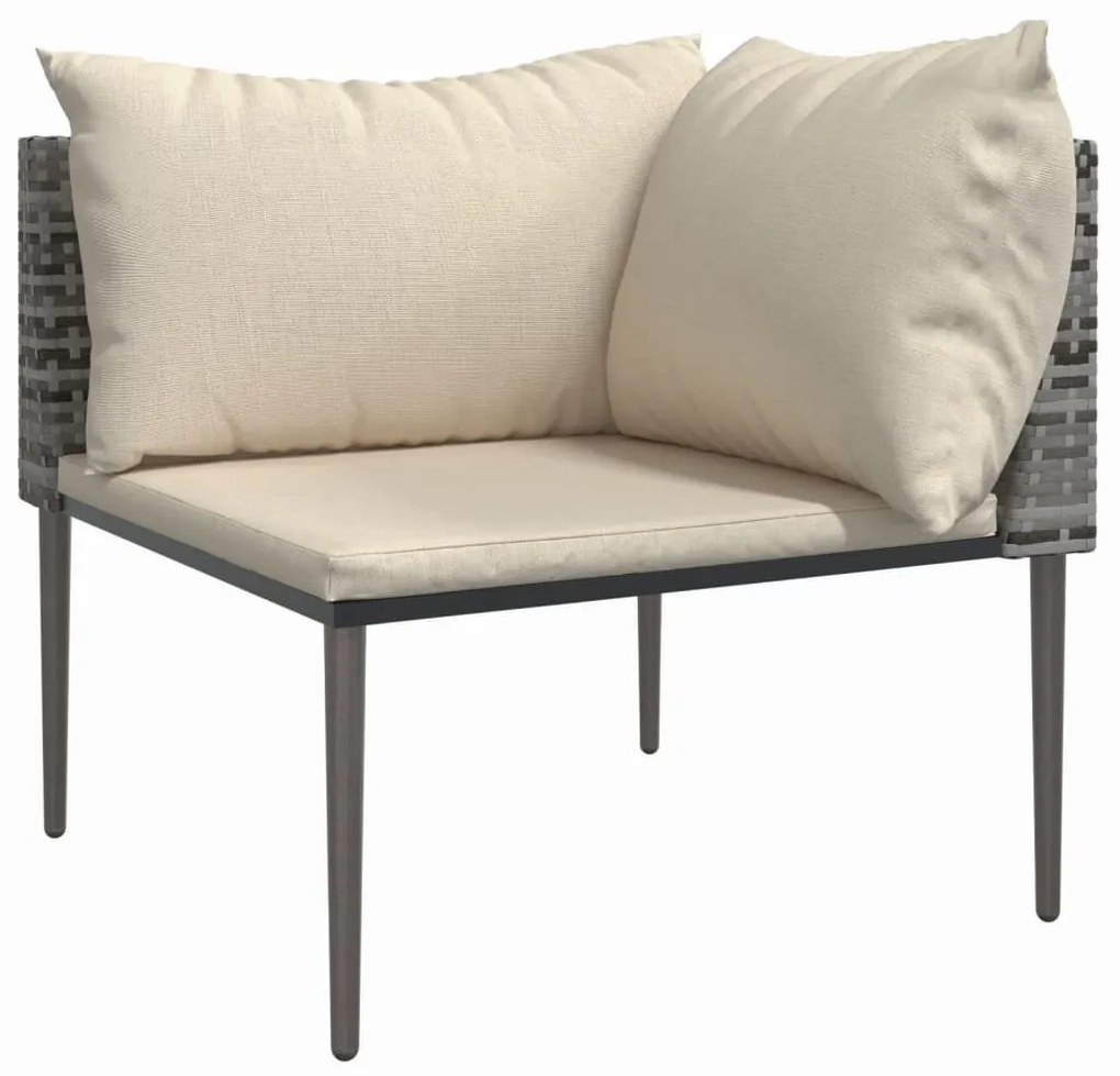 vidaXL 2 db szürke polyrattan kerti sarokkanapé párnával