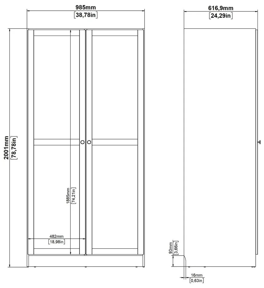 Fehér ruhásszekrény 99x200x62 cm Billund – Tvilum