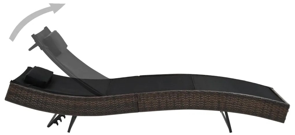 Barna polyrattan napozóágy párnával