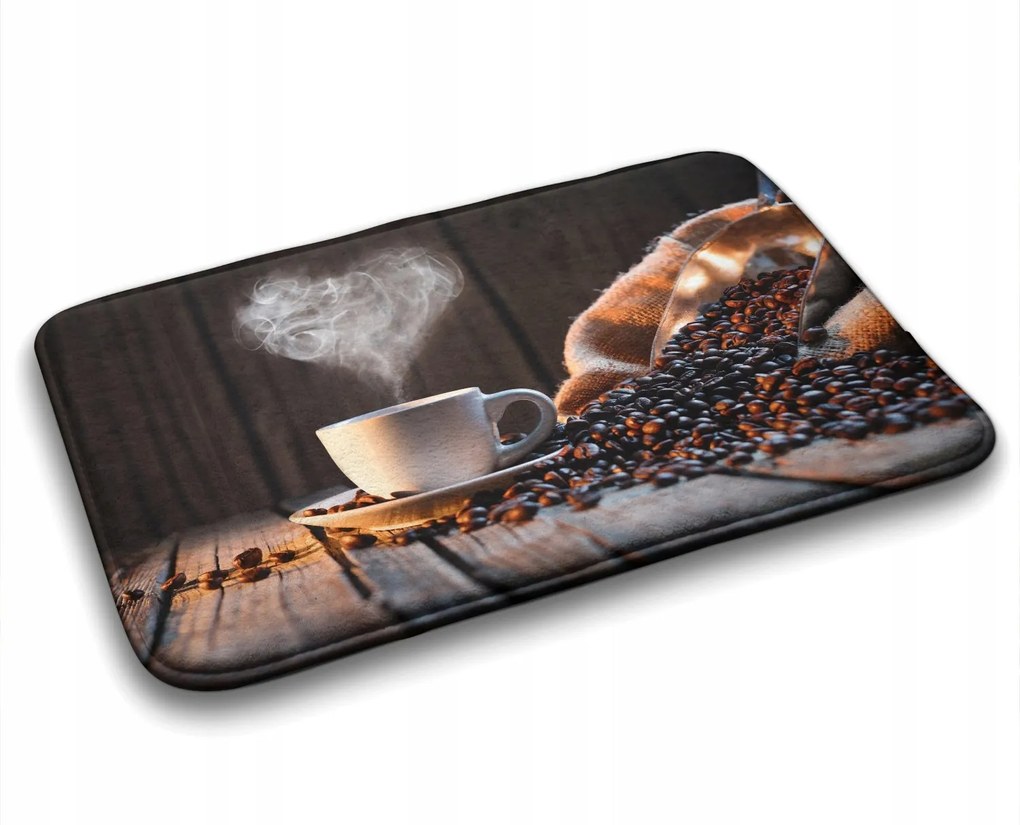 Fürdőszobaszőnyeg Gumírozott Kávé Szív 75x45