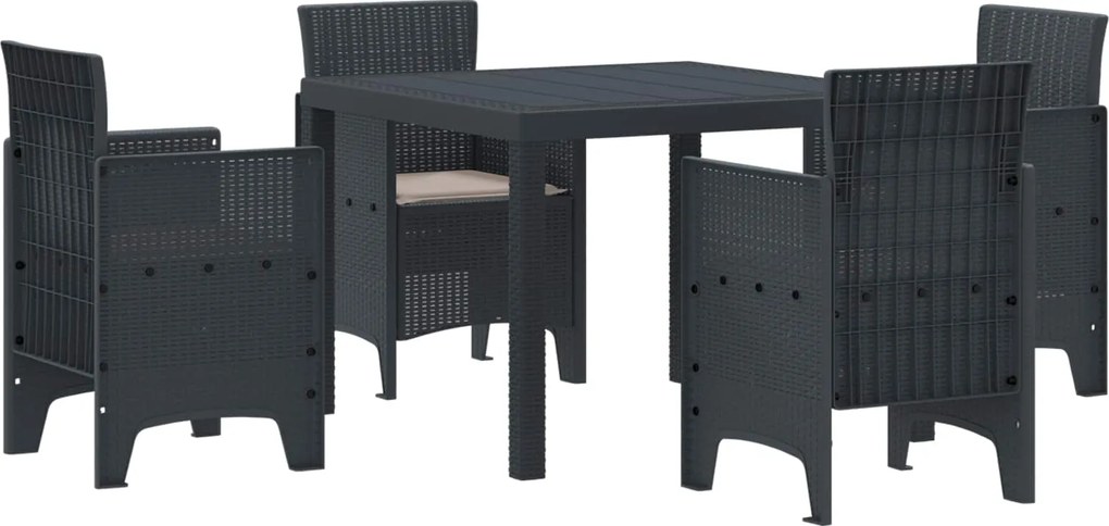 vidaXL Kert étkező szett 5 pcs Antracit Polipropilén
