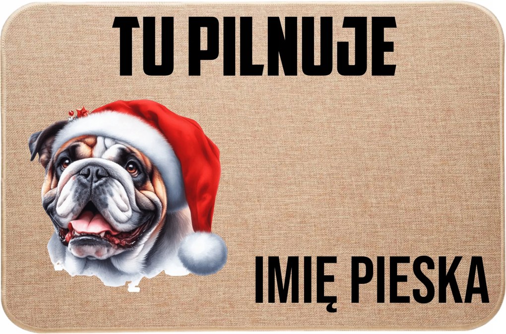 Karácsonyi vászon Lábtörlő itt Őrök Név: Bulldog