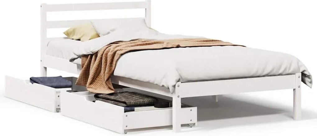 vidaXL fehér tömör fenyőfa ágy matrac nélkül 75 x 190 cm