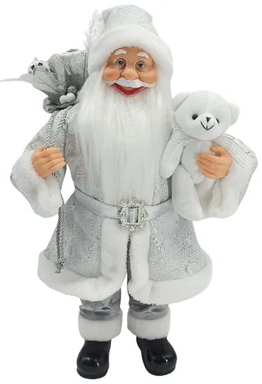 Ezüst Santa Claus dekoráció 60cm