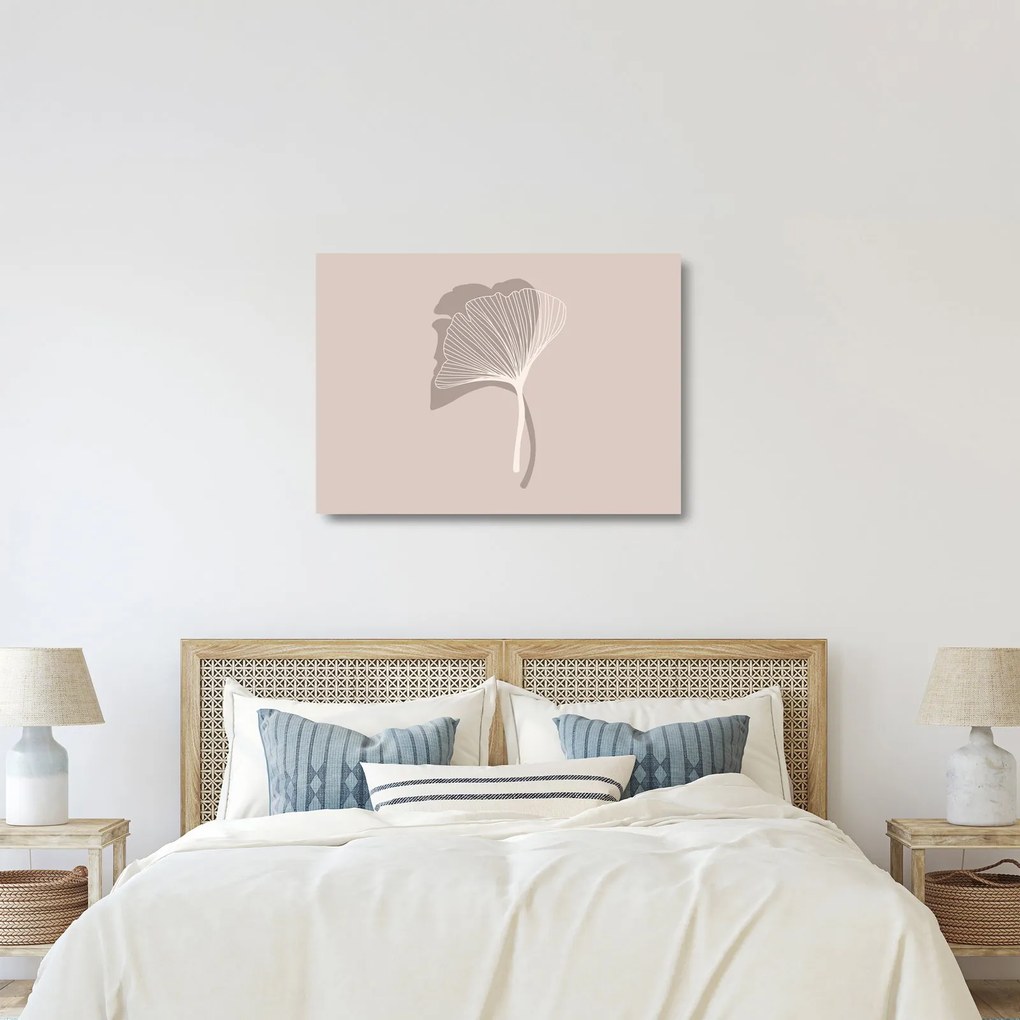 Üveg kép - Bézs színű levelek N⁰4 (70x50 cm)