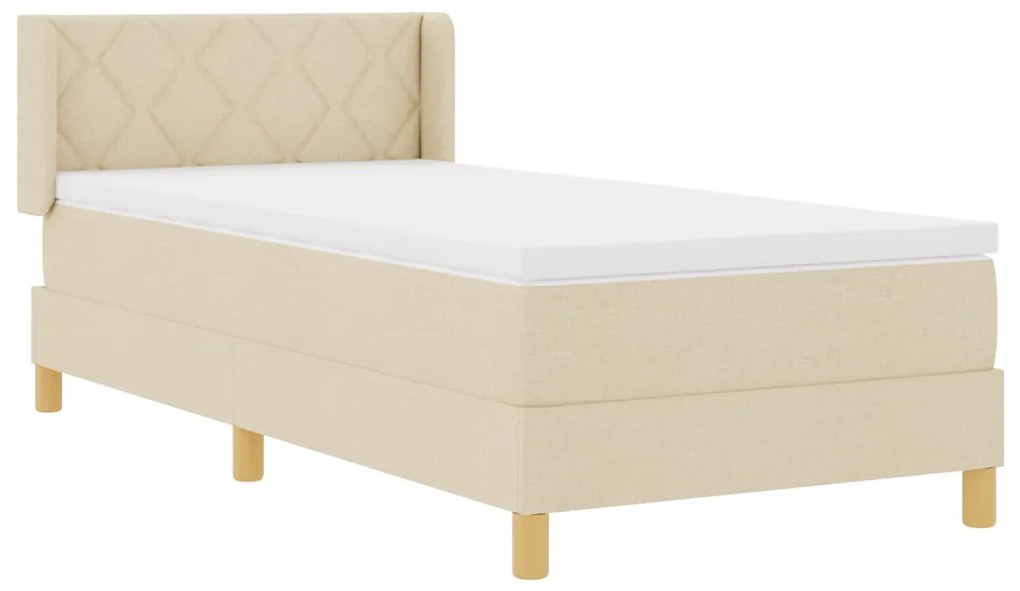 Boxspring Ágy Matrac Kosár Krém 90 x 200 cm, Szövet.