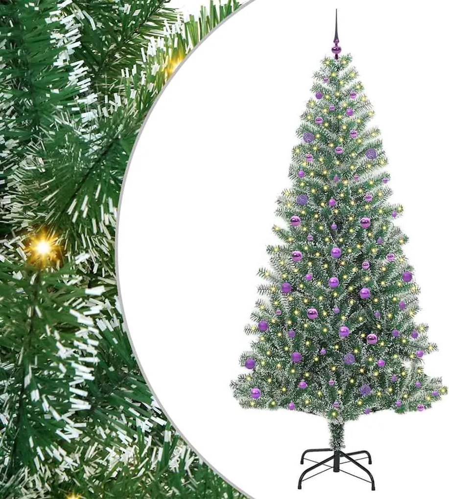 vidaXL Mű karácsonyi fa hóval borítva LED fényekkel 300 LED-del 240 cm