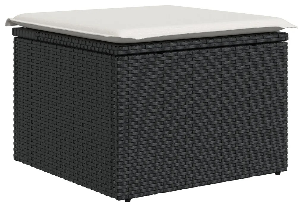 6 darabos kerti kanapé szett párnával Fekete Poly Rattan Akácia
