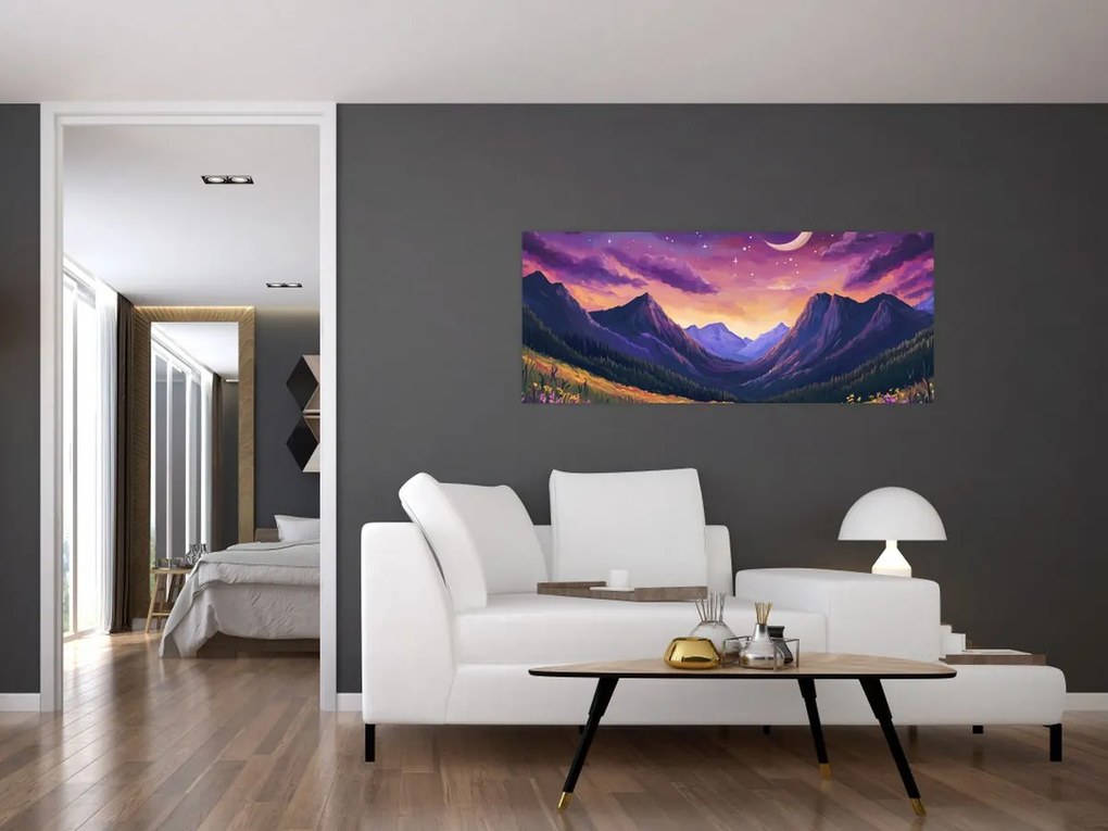 Kép - Lila táj (120x50 cm)