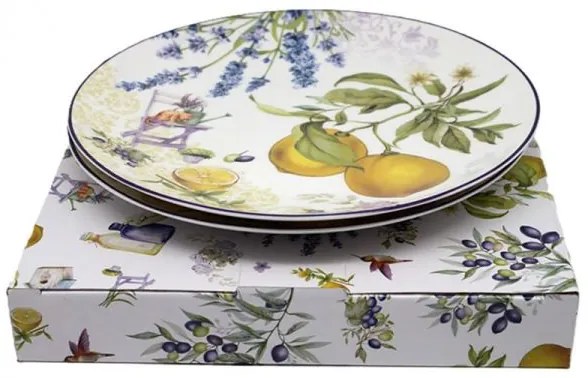 Citromos levendulás porcelán desszertes tányér szett - 2 darabos - 20,5 cm