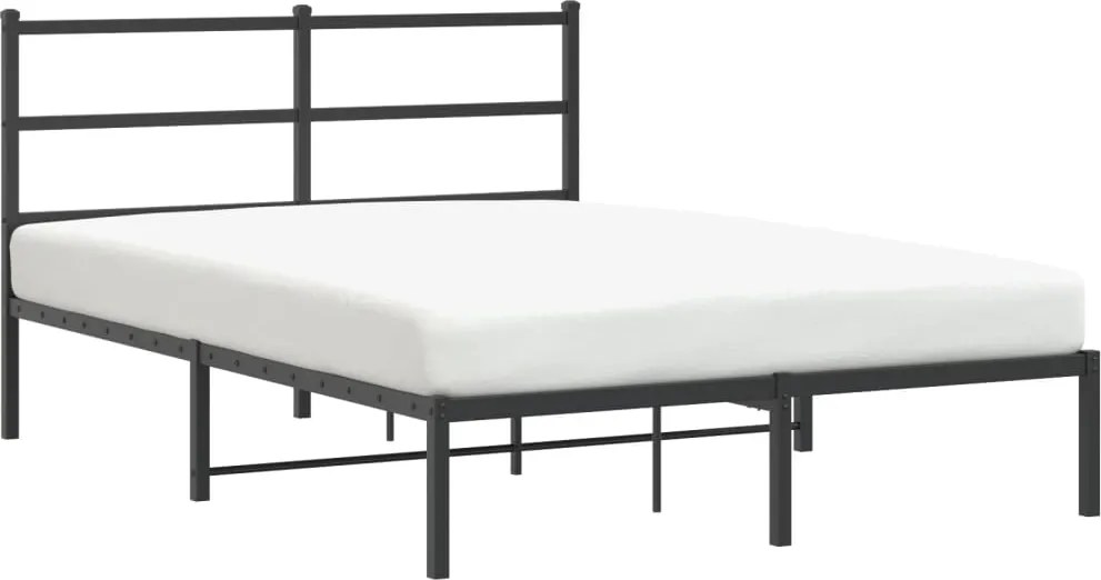 vidaXL fekete fém ágykeret fejtámlával 140 x 190 cm