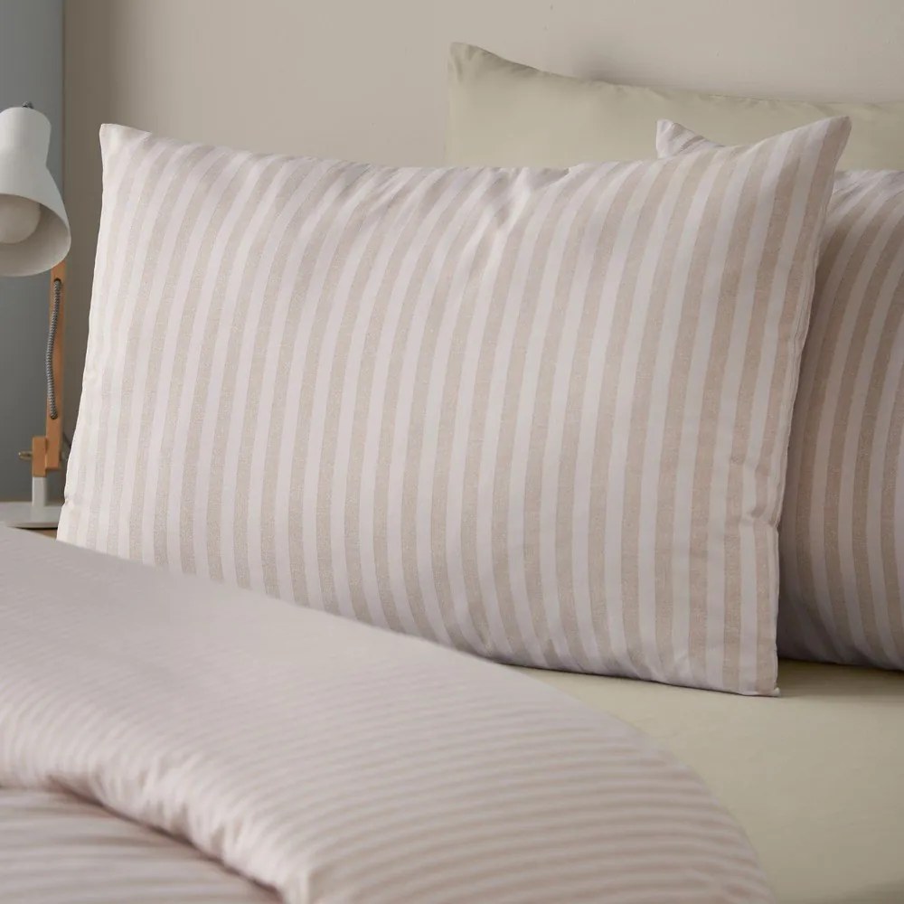 Bézs kétszemélyes háromrészes ágyneműhuzat 200x200 cm Epping Textured Stripe – Catherine Lansfield