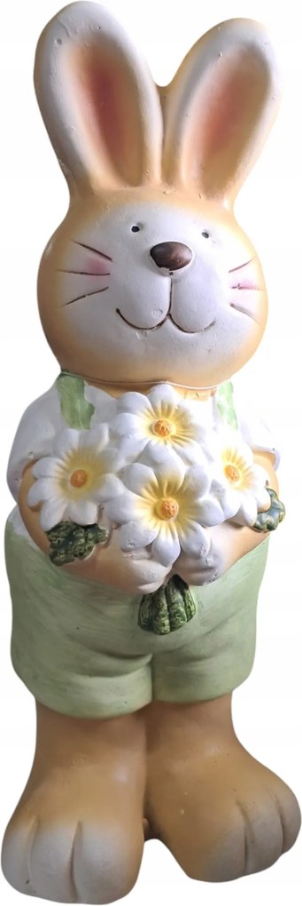 Kerti Nyuszi Húsvéti Tavaszi Figura 39cm Dekoráció Zöld Kertésznő
