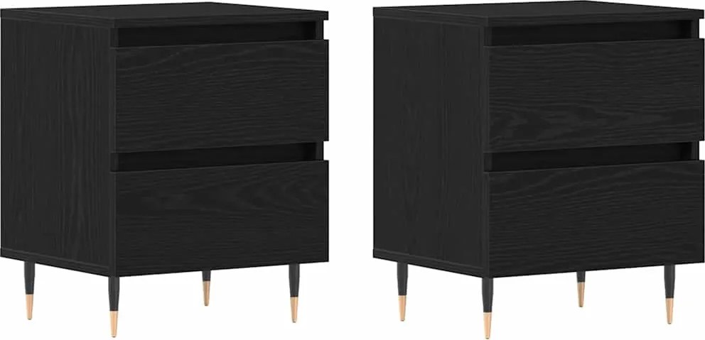 vidaXL Éjjeliszekrény 2 pcs Fekete tölgy 40 x 35 x 50 cm Faanyag