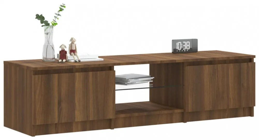 barna tölgyszínű TV-szekrény LED-ekkel 140 x 40 x 35,5 cm